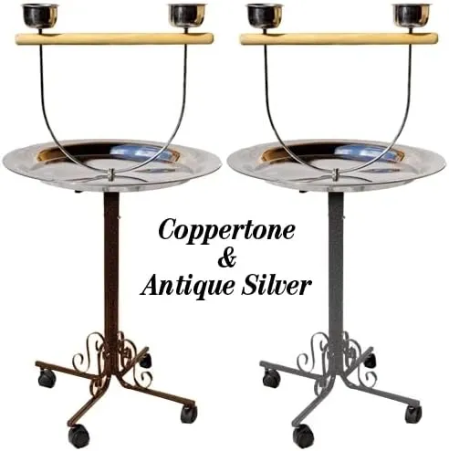 King's Cages PP B71 Metal Play Stand 22X49 Gym Toys Cage African Grey Amazon Conure (Antique Silver)