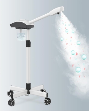Kingsteam Professional Face Steamer for Facial- Nano Ionic Facial Steamer for Esthetician, Baber Shop' Choice, Hot Ionic Mist Face Steam, Height Adjustable & Rotatable Nozzle, Hydrating (White)