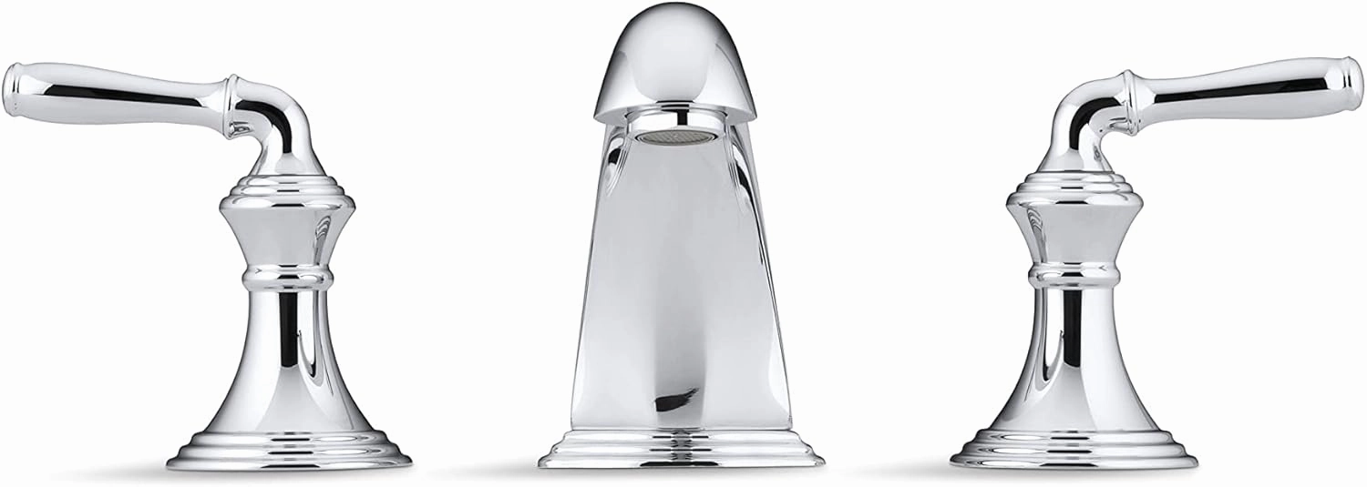 KOHLER Bathroom Faucet, Bathroom Sink Faucet, Devonshire Collection, 2-Handle Widespread Faucet with Metal Drain, Polished Chrome, K-394-4-CP