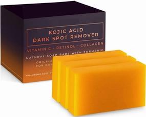 Kojic Acid and Turmeric Dark Spot Corrector Soap – Skin Care Cleansing Duo - 3 Soap Bars | Infused with Vitamin C, Retinol and Collagen