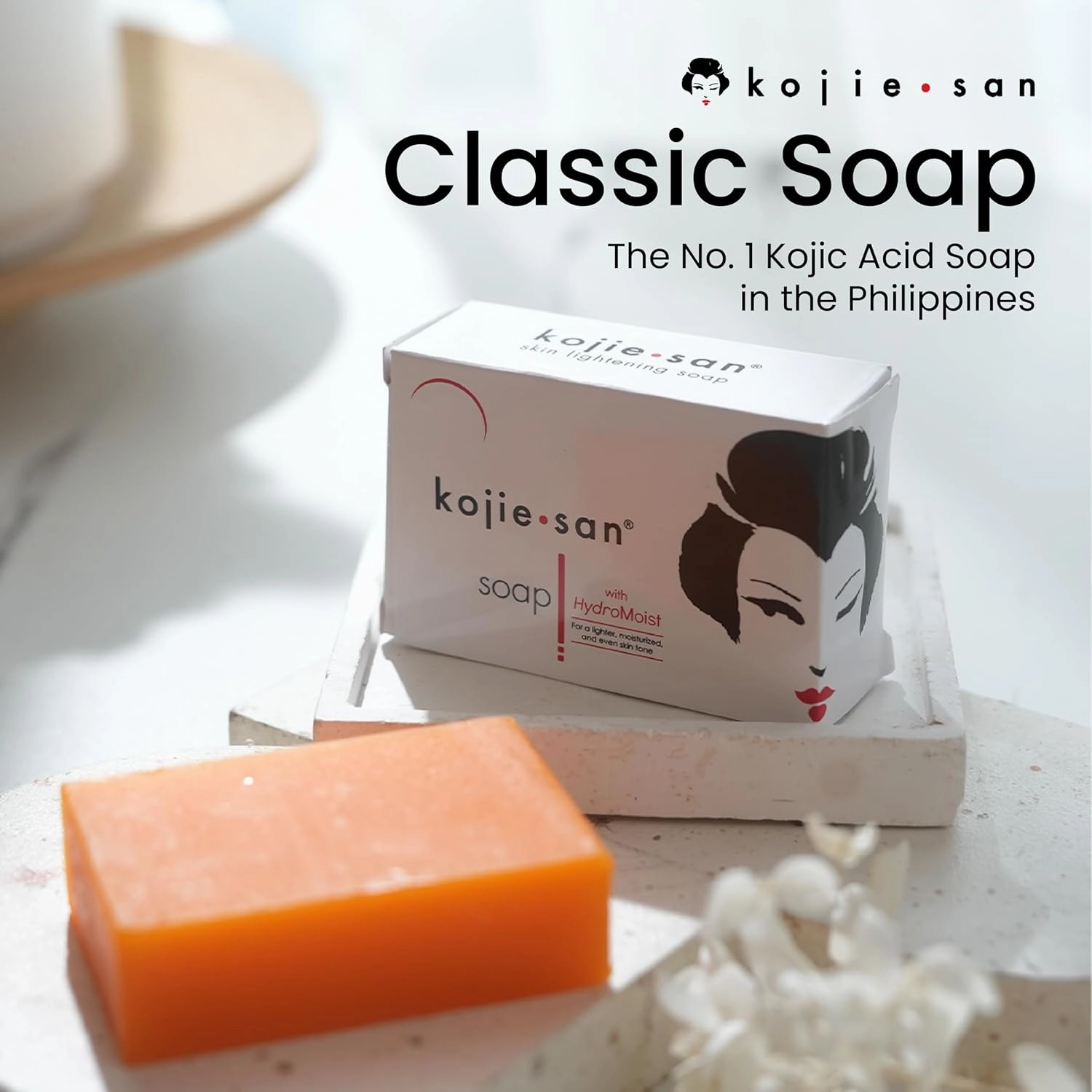 Kojie San Skin and Body Soap – Original Kojic Acid, Dark Spot Remover Soap Bar with Coconut & Tea Tree Oil – 65g x 4 Bars
