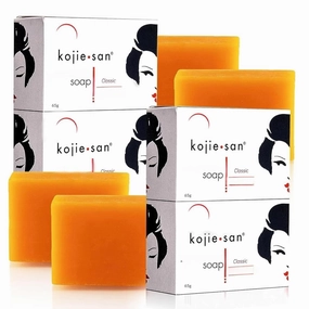 Kojie San Skin and Body Soap – Original Kojic Acid, Dark Spot Remover Soap Bar with Coconut & Tea Tree Oil – 65g x 4 Bars