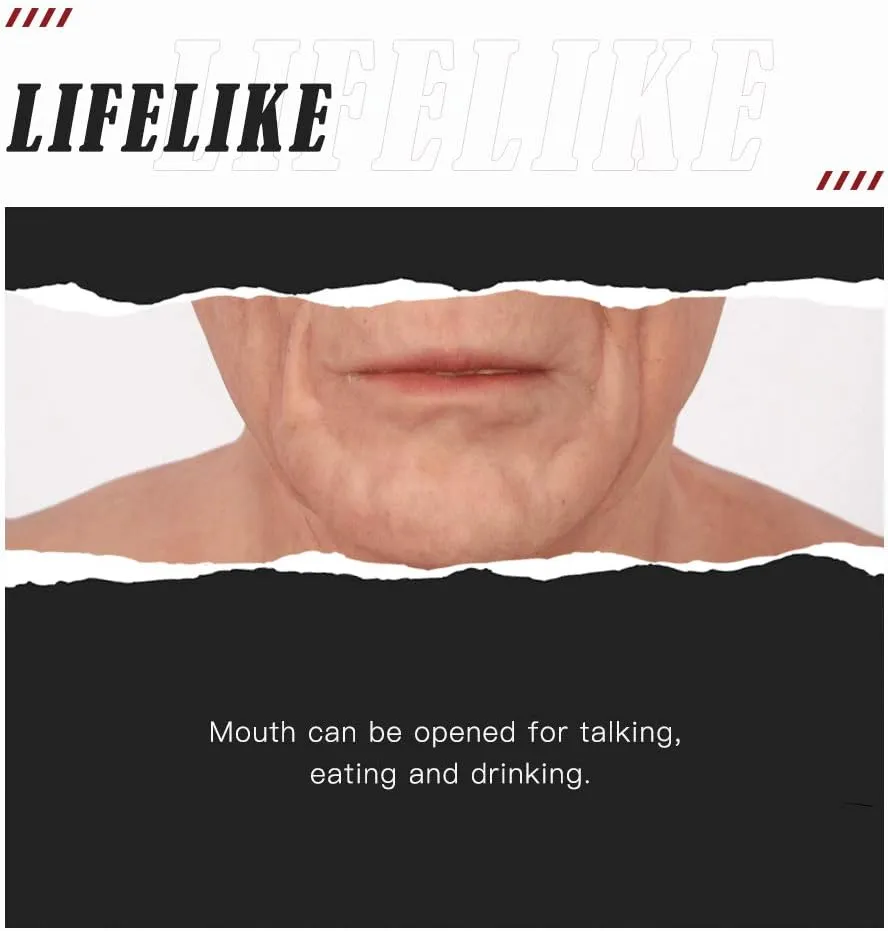 KUMIHO Silicone Old Man Mask For Adult Realistic Male Face Head Mask Halloween Cosplay Disguise Costumes Crossdresser