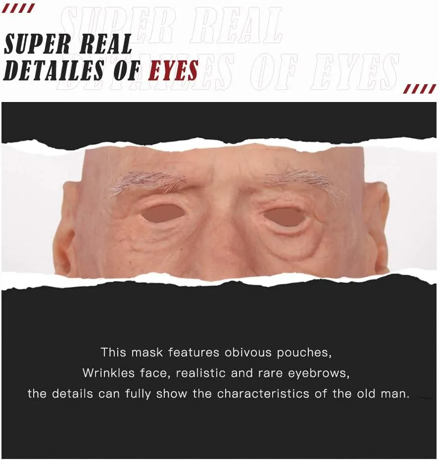 KUMIHO Silicone Old Man Mask For Adult Realistic Male Face Head Mask Halloween Cosplay Disguise Costumes Crossdresser