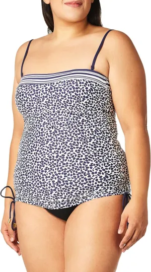 La Blanca Women's Bandeau Tankini Swimsuit Top, Indigo/Apulia Mix, 14