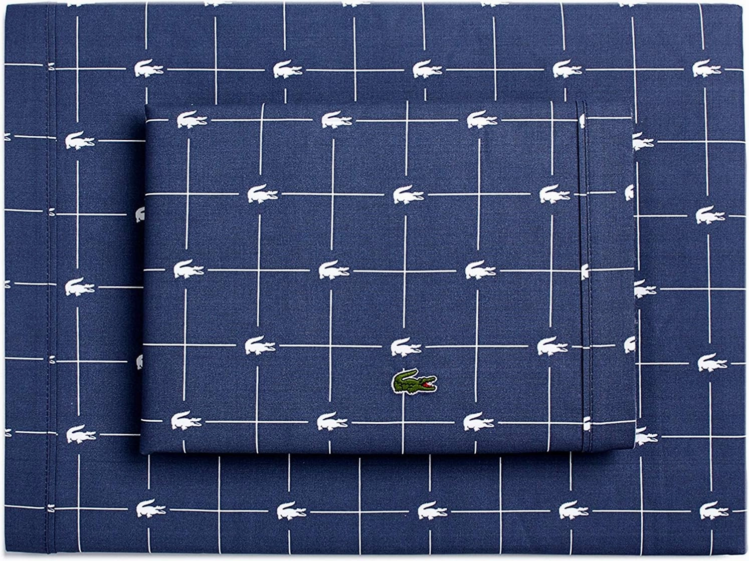 Lacoste 3-Piece Cotton Sheet Set, Slice, Vintage Indigo, Twin