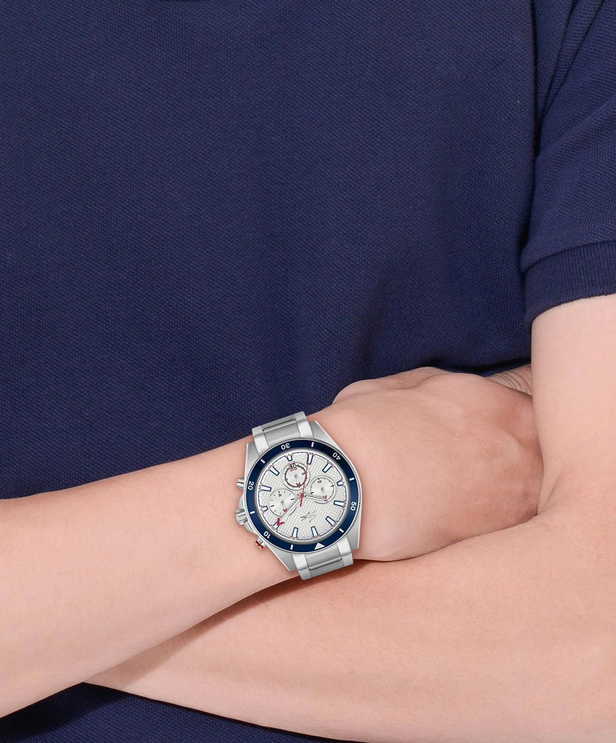 Lacoste Mainsail Men's Chronograph Watch - Stainless Steel - Water Resistant up to 5ATM/50 Meters - Contemporary, Sporty - Premium Fashion Timepiece - Gift for Him - 43mm