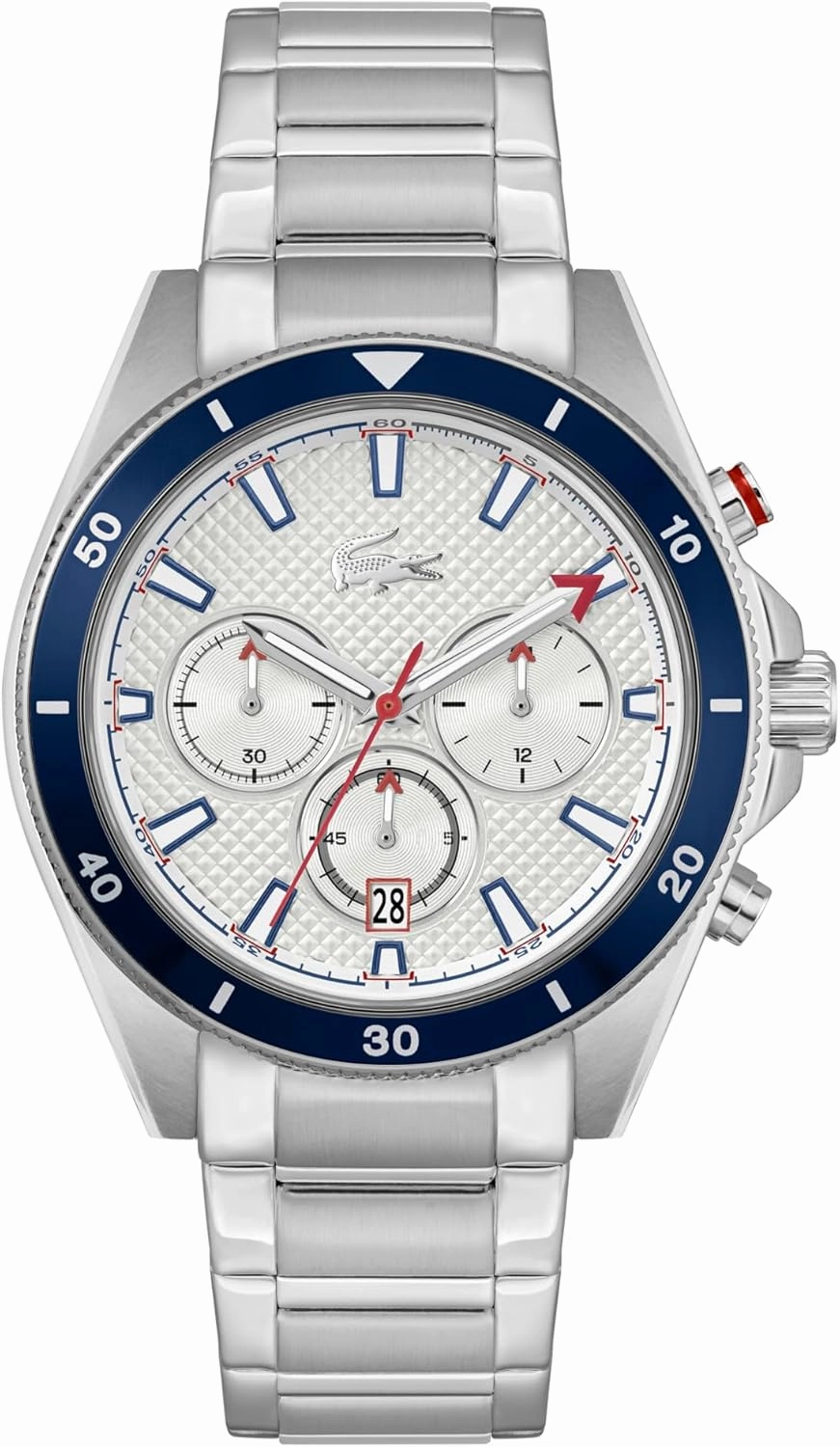 Lacoste Mainsail Men's Chronograph Watch - Stainless Steel - Water Resistant up to 5ATM/50 Meters - Contemporary, Sporty - Premium Fashion Timepiece - Gift for Him - 43mm