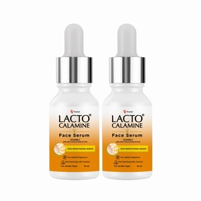 Lacto's Calamine Vitamin C Face Serum with 98% Pure Vitamin C Complex | 30ml x Pack of 2 | Glowing Skin with Niacinamide | Vitamin C Serum For Dark Spots Reduction & Moisturization | Pollushield