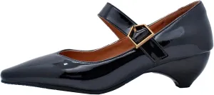 Ladies' Ankle Strap Block Heel Shoes - Slip-On Chunky Heeled Pumps with Buckle Closure