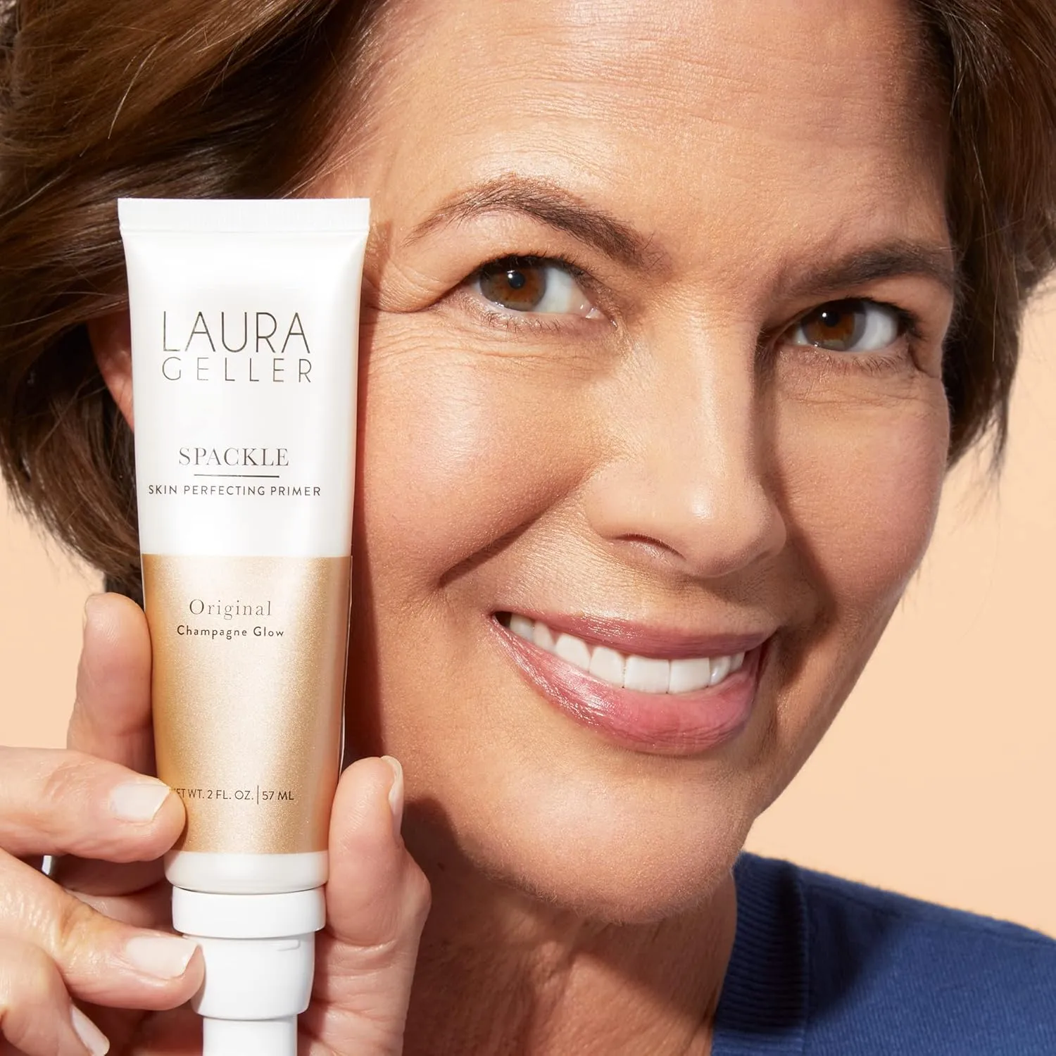 LAURA GELLER NEW YORK Spackle Primer - Champagne Glow - Super-Size 2 Fl Oz - Hyaluronic Acid Makeup Primer for Mature Skin