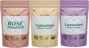 Lavender/Rose/Calendula Powder Aromatic Edible for Homemade Lattes, Tea Blends, Bath Salts, Face Packs & Body Packs (20 GMS x Pack of 3)
