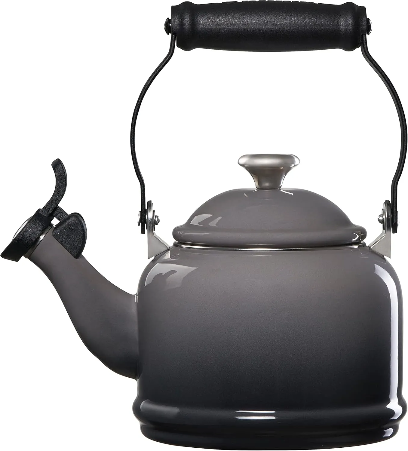 Le Creuset Enamel On Steel Demi Tea Kettle with Metal Finishes, 1.25 qt, Oyster