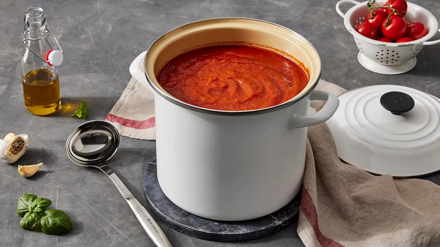 Le Creuset Enamel On Steel Stockpot with Lid, 8 Quart, Sea Salt