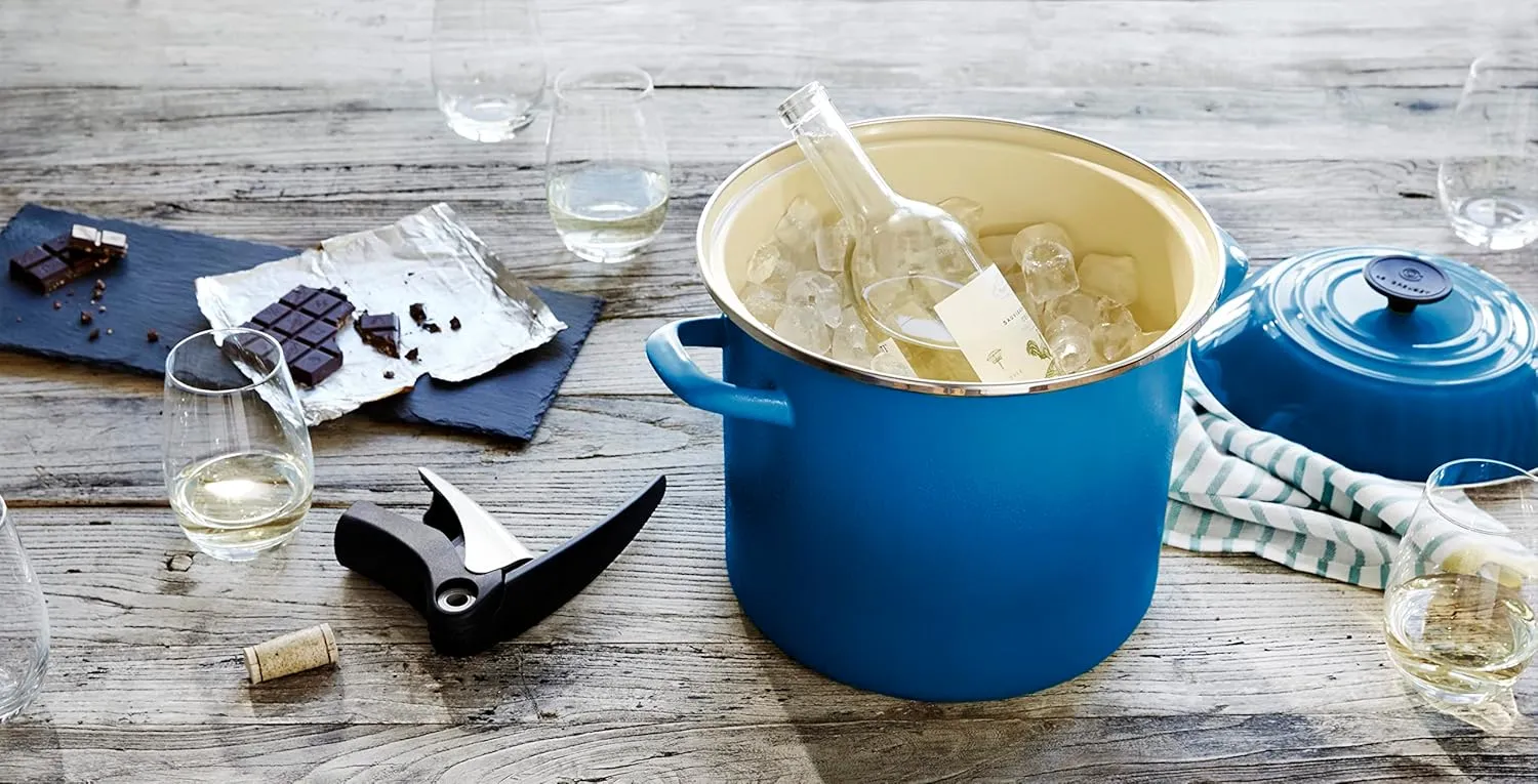 Le Creuset Enamel On Steel Stockpot with Lid, 8 Quart, Sea Salt
