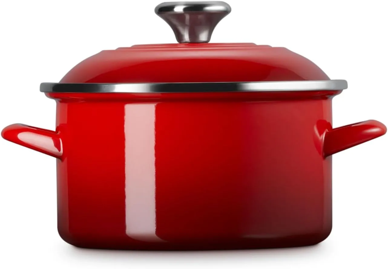 Le Creuset Enamel on Steel Traditional Petite Stockpot, 3.8qt., Cerise