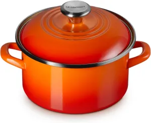 Le Creuset Enamel on Steel Traditional Petite Stockpot, 3.8qt., Flame