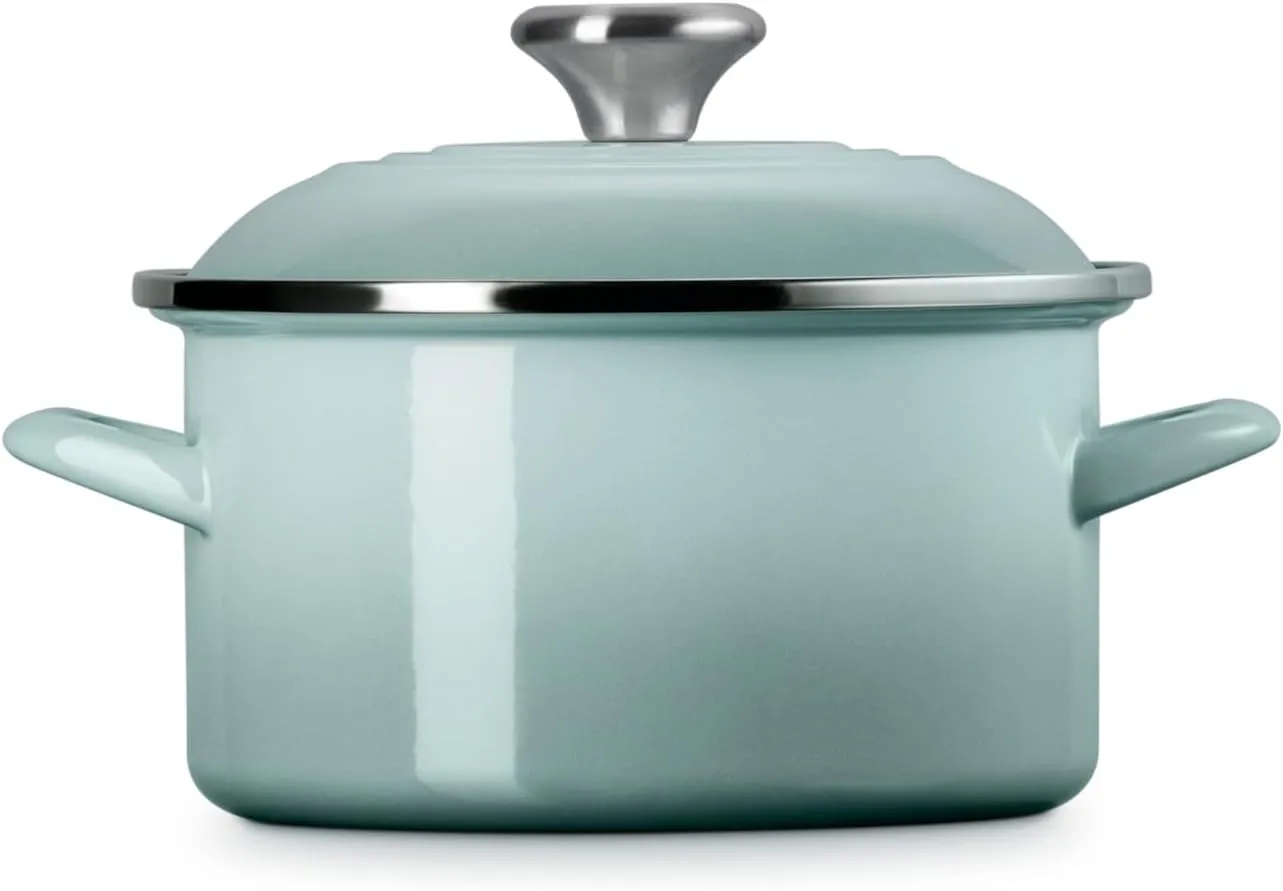 Le Creuset Enamel on Steel Traditional Petite Stockpot, 3.8qt., Sea Salt