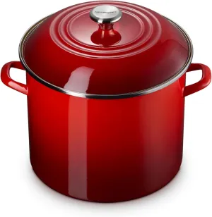 Le Creuset Enamel on Steel Traditional Stockpot, 16 qt., Cerise with Stainless Steel Knob