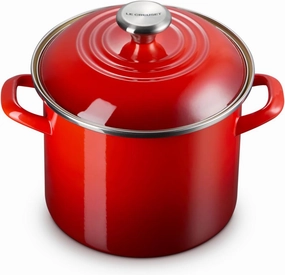 Le Creuset Enamel on Steel Traditional Stockpot, 6 qt., Cerise with Stainless Steel Knob