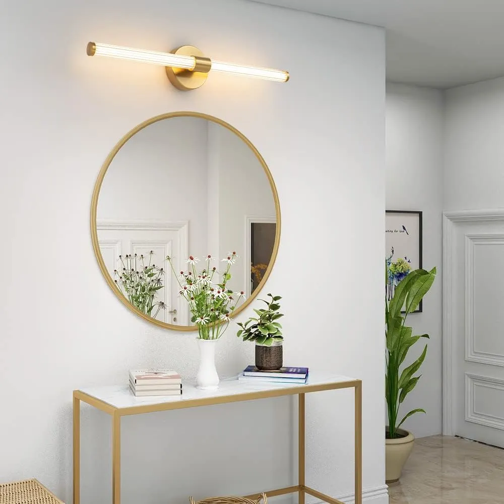 LED Bathroom Light Fixtures Gold Bathroom Vanity Lights Over Mirror 360° Full Lighting Dimmable LED 22 inch Vanity Light Bar Modern Wall Sconce Warm White for Bedroom Living Room