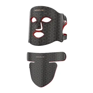 Led Red Light Therapy Face & Neck Mask, 7 Colors Led Light Therapy Facial Mask, Infrared Red Light Therapy Mask, Infrared Light Skin Rejuvenation(Black)