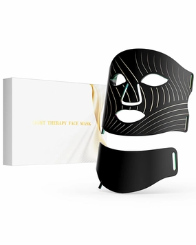LED Face Mask Light Therapy,LEDs Face Mask & Neck Mask Red Wavelength,Rechargeable Ergonomic Design for True Skincare at Home (Midnight Black)