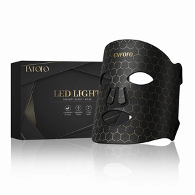 Led Face Mask Light Therapy, Red Light Therapy for Face, 7-1 Colors LED Facial Skin Care Mask, Black