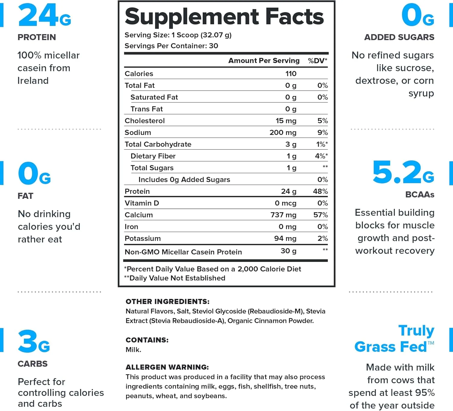 LEGION Casein  Casein Protein Powder (Cinnamon Cereal) - Slow-Release Micellar Casein Protein Powder - Non-GMO, Gluten-Free & Naturally Sweetened Casein Powder from Grass-Fed Cows