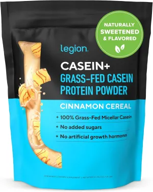 LEGION Casein  Casein Protein Powder (Cinnamon Cereal) - Slow-Release Micellar Casein Protein Powder - Non-GMO, Gluten-Free & Naturally Sweetened Casein Powder from Grass-Fed Cows