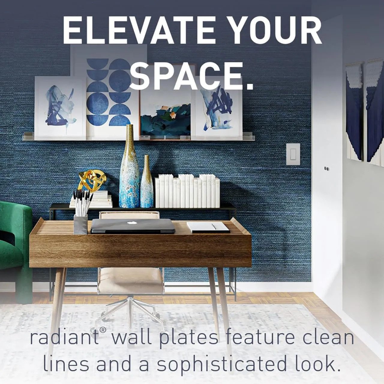 Legrand radiant RWP262GRY Screwless Wall Plates, 2 Gang, Decorator Rocker Switch Outlet GFCI Wall Plate Covers, Gray (6 Pack)