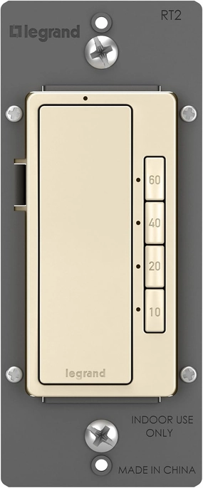Legrand radiant RT2LACCV4 Digital Countdown Timer with Locator Light and Time Indicator, 60, 40, 20 and 10 Minute Settings, Light Almond (1 Count)
