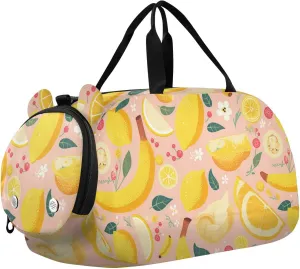 Lemon and Banana Duffel Bag with Shoes Compartment Lightweight Weekend Travel Bag for Travel, Sports, Fitness & Workout