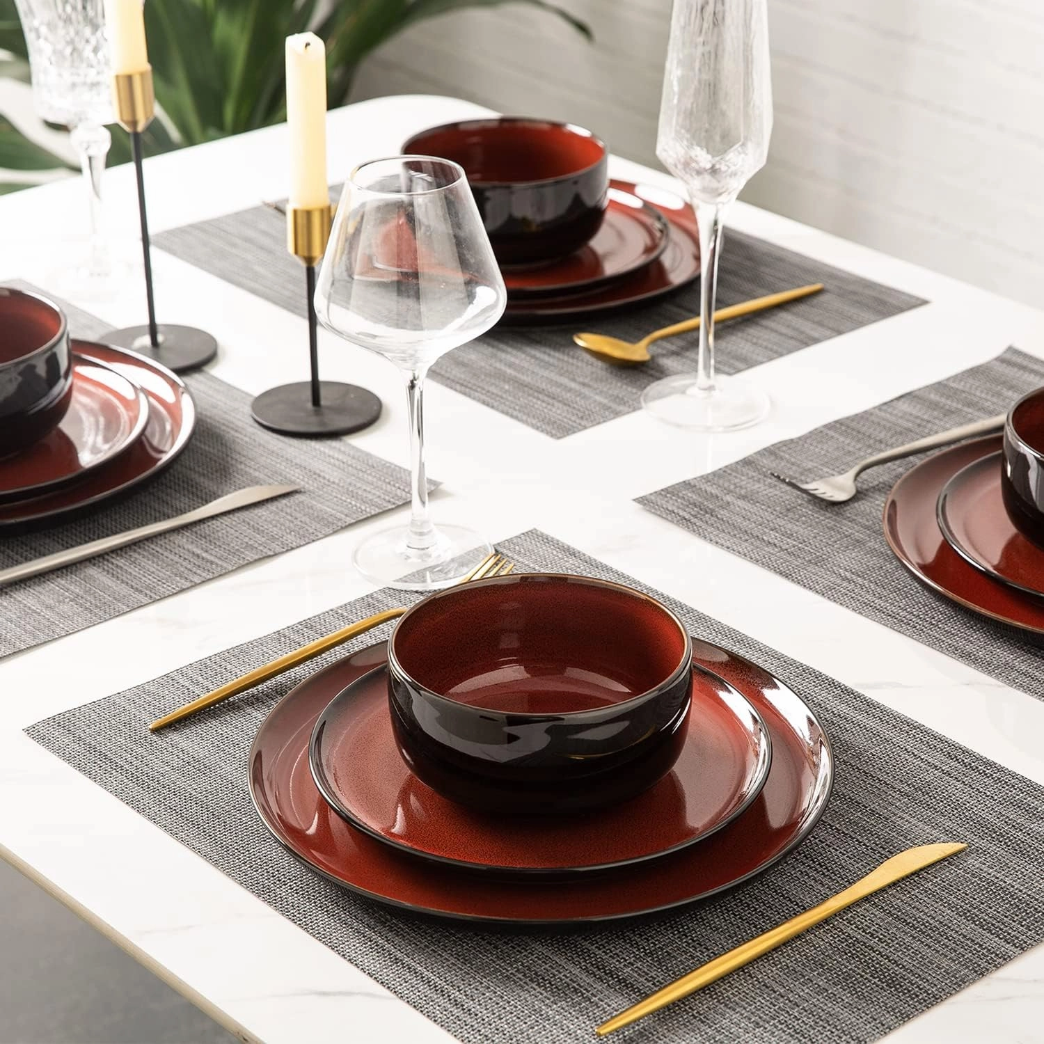 LERATO Ceramic Dinner Plates Set of 6, 10.5 Inch Reactive Glaze Porcelain Plates, Modern Shape Dinnerware Dishes Set for Kitchen,Oven& Microwave & Dishwasher Safe, Scratch Resistant