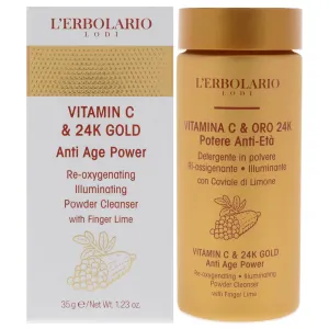 L'Erbolario Vitamin C and 24K Gold Anti-Age Face Wash - Illuminating Powder-to-Foam - Makeup Remover - Facial Cleanser for All Skin Types - 1.23 oz