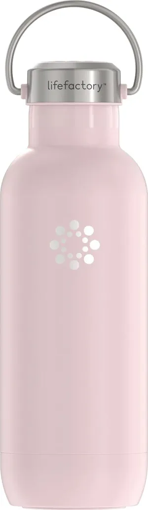 LIfeFactory Stainless Steel Vacuum-Insulated Sport Bottle, 20 Ounce, Desert Rose
