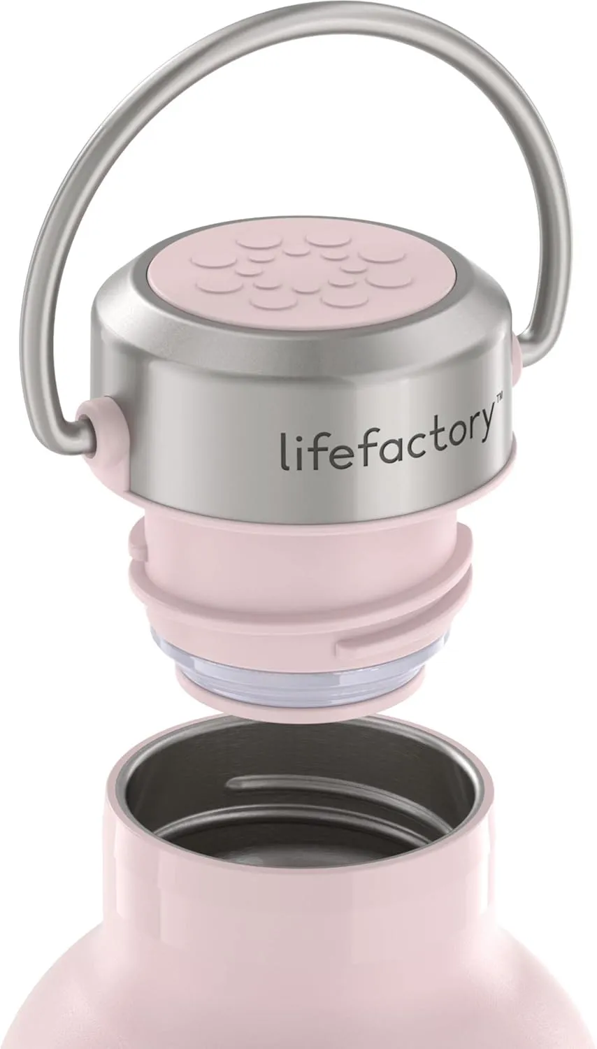 LIfeFactory Stainless Steel Vacuum-Insulated Sport Bottle, 20 Ounce, Desert Rose