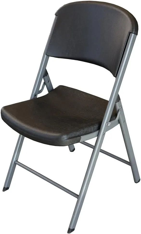 LIFETIME 80407 Commercial Grade Folding Chairs, 4 Pack, Black/Silver