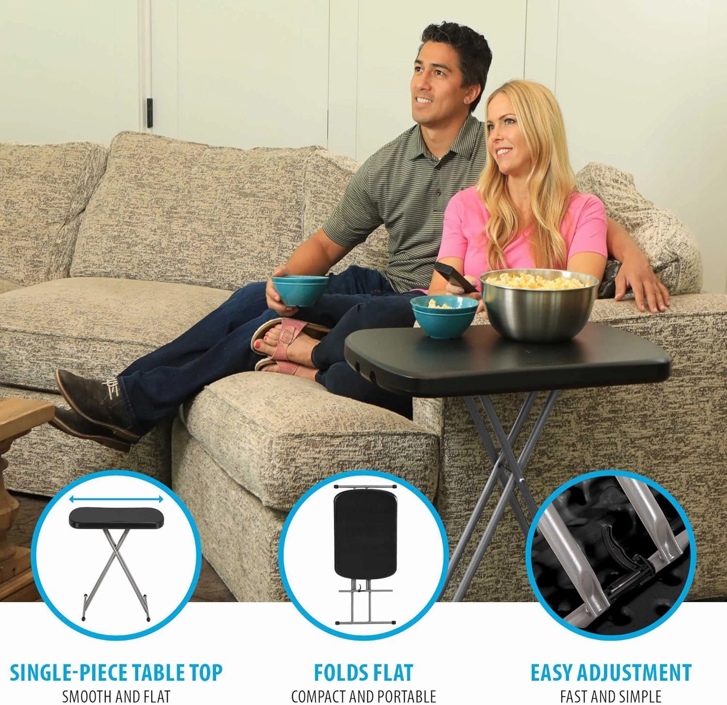 Lifetime Adjustable Folding Laptop Table TV Tray, 26 Inch, Black