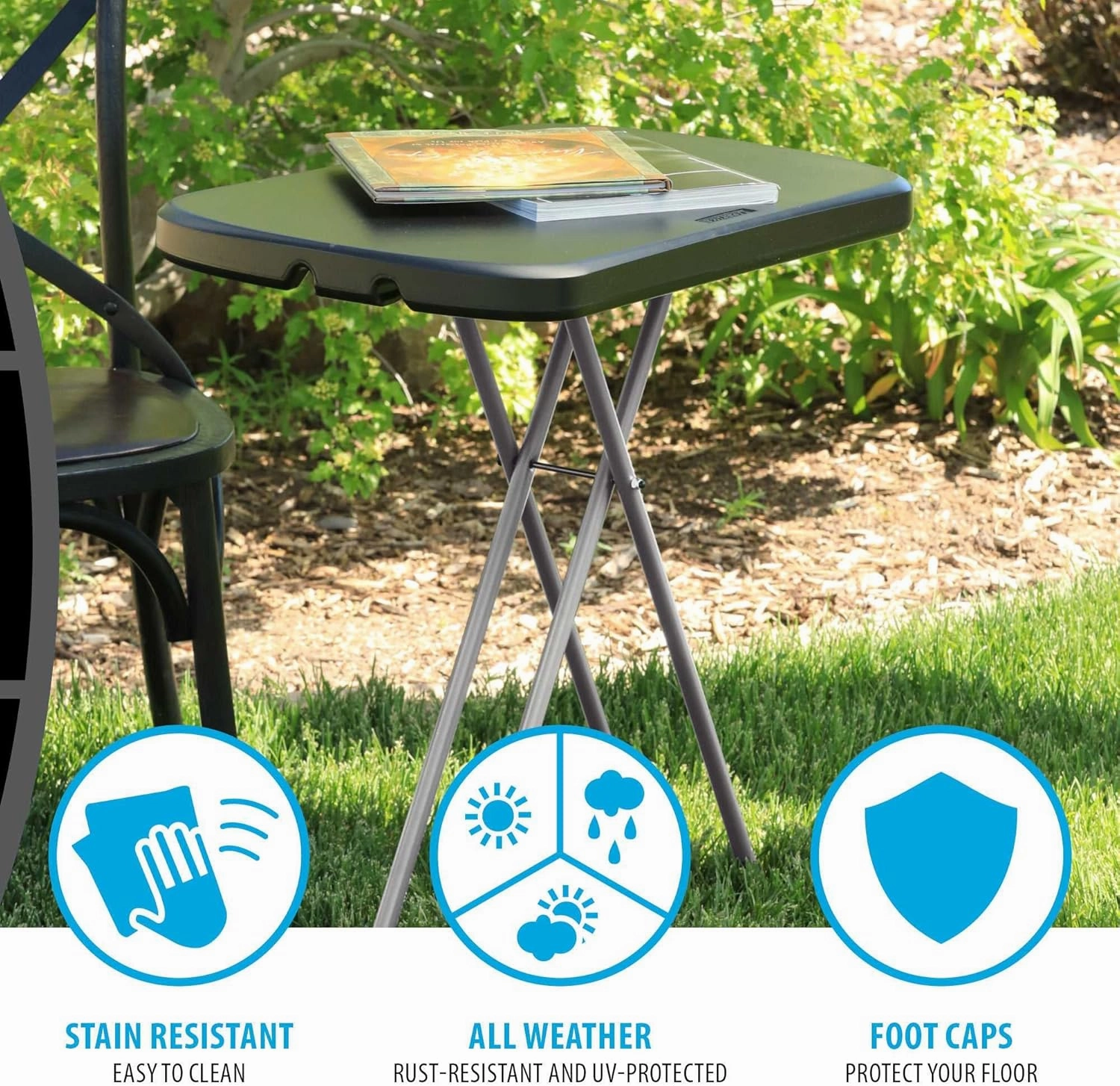 Lifetime Adjustable Folding Laptop Table TV Tray, 26 Inch, Black