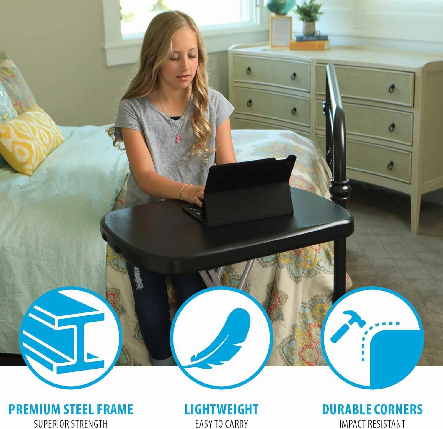 Lifetime Adjustable Folding Laptop Table TV Tray, 26 Inch, Black