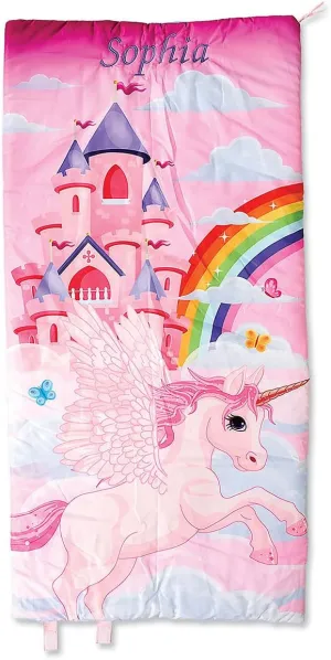 Lillian Vernon Personalized Indoor Sleeping Bag - Kids Sleepover & Napper Sleep Sack - Plush, Cute, & Cozy Cotton Poly Blend - Girls, Boys, & Toddler 30” x 60” Size