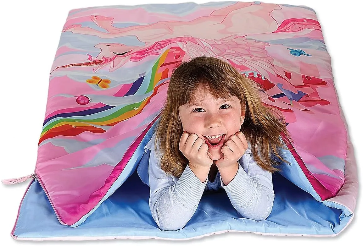 Lillian Vernon Personalized Indoor Sleeping Bag - Kids Sleepover & Napper Sleep Sack - Plush, Cute, & Cozy Cotton Poly Blend - Girls, Boys, & Toddler 30” x 60” Size