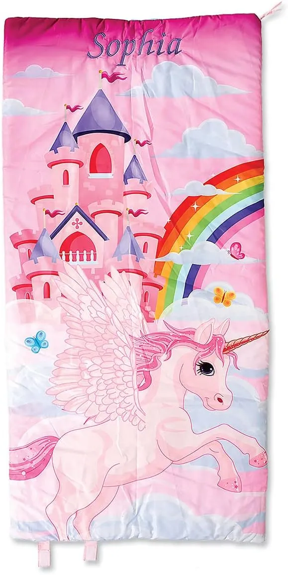 Lillian Vernon Personalized Indoor Sleeping Bag - Kids Sleepover & Napper Sleep Sack - Plush, Cute, & Cozy Cotton Poly Blend - Girls, Boys, & Toddler 30” x 60” Size