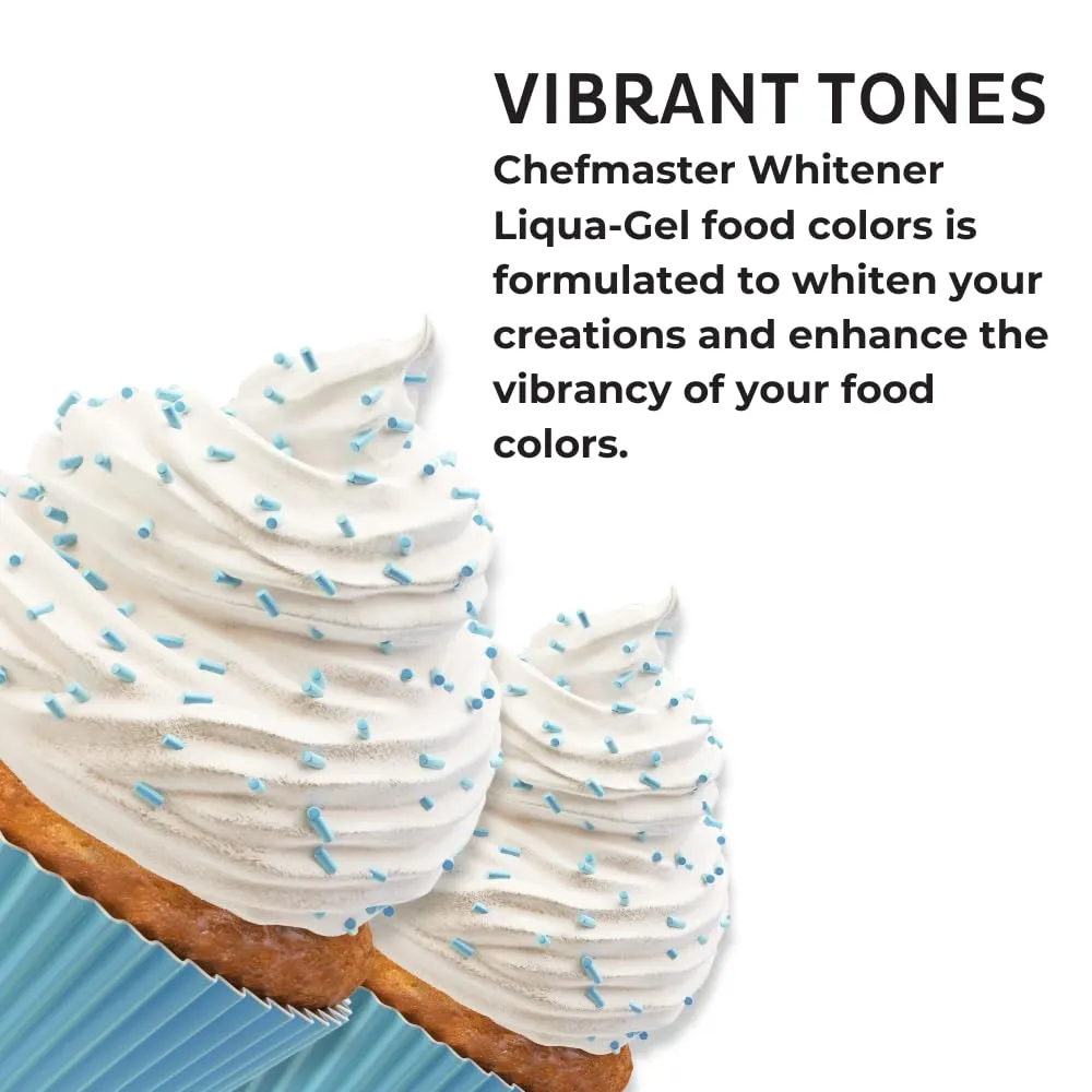 Liquid Whitener Liqua-Gel Food Coloring | Brighter Whites & Pastels | Professional-Grade Dye | Icing, Frosting, Candy Apples | 16 oz