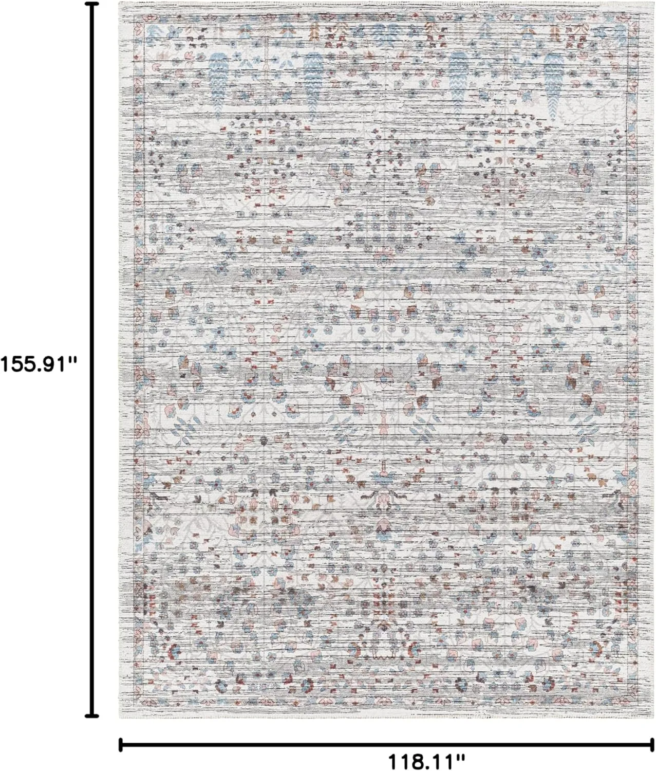 Livabliss Nolita Vintage Washable Area Rug, 9'10" x 13', Blue/Gray, (10' x 13')