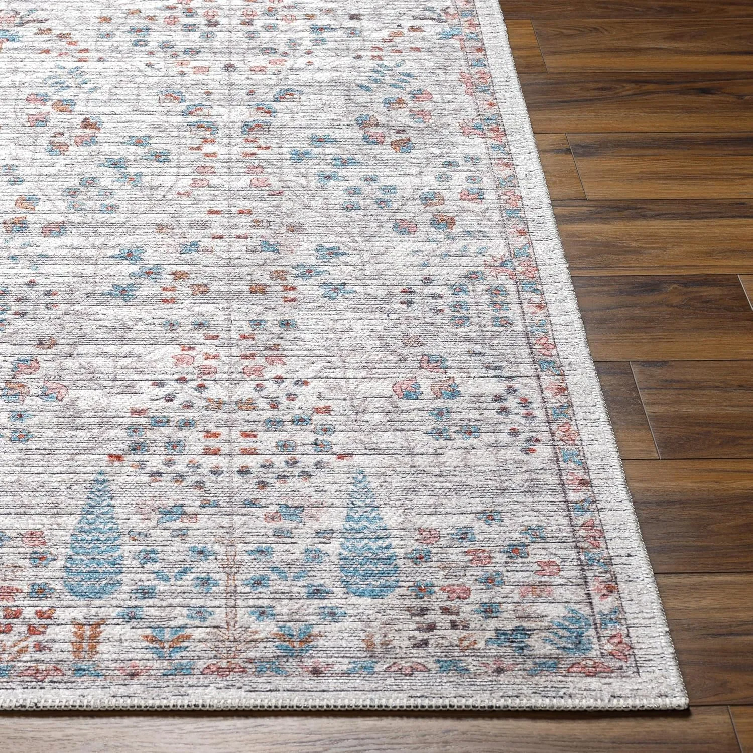 Livabliss Nolita Vintage Washable Area Rug, 9'10" x 13', Blue/Gray, (10' x 13')
