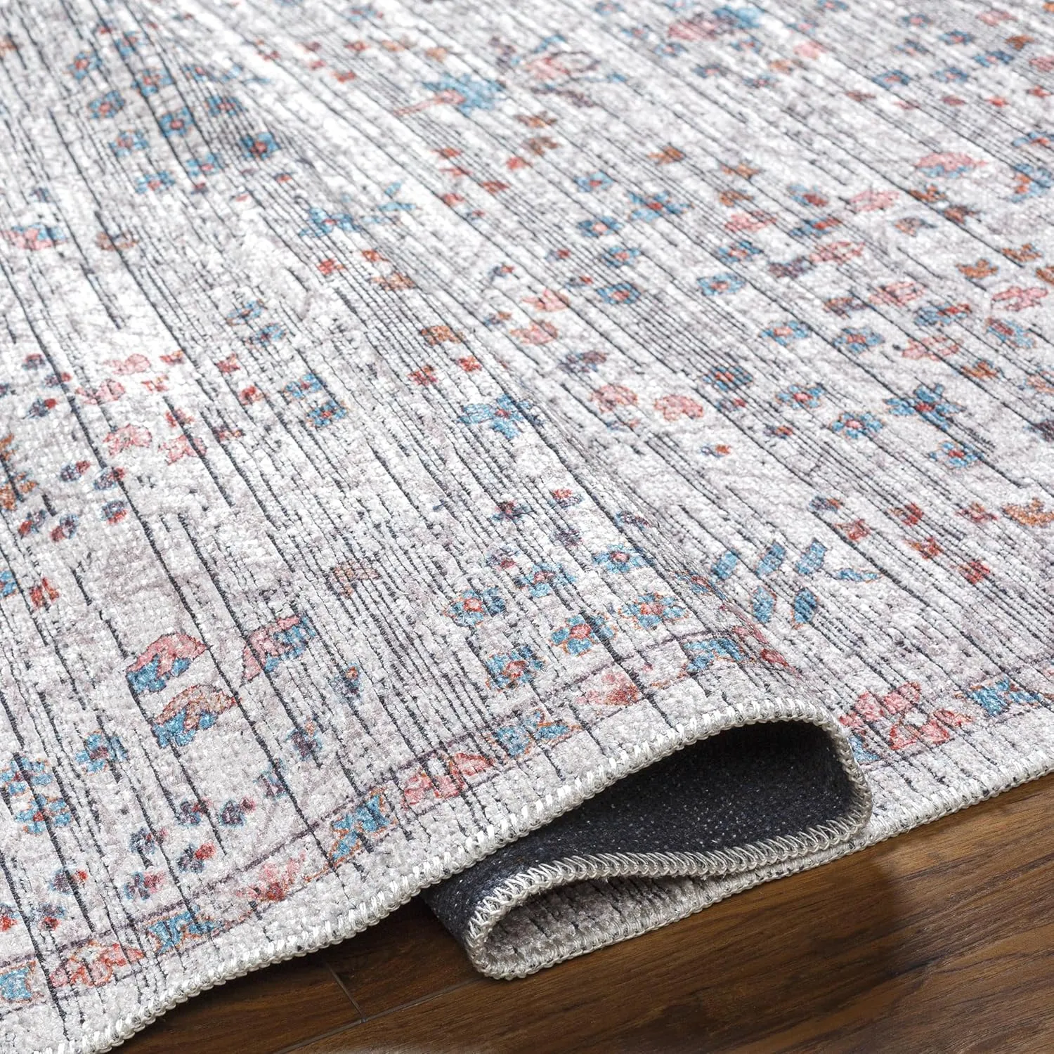 Livabliss Nolita Vintage Washable Area Rug, 9'10" x 13', Blue/Gray, (10' x 13')