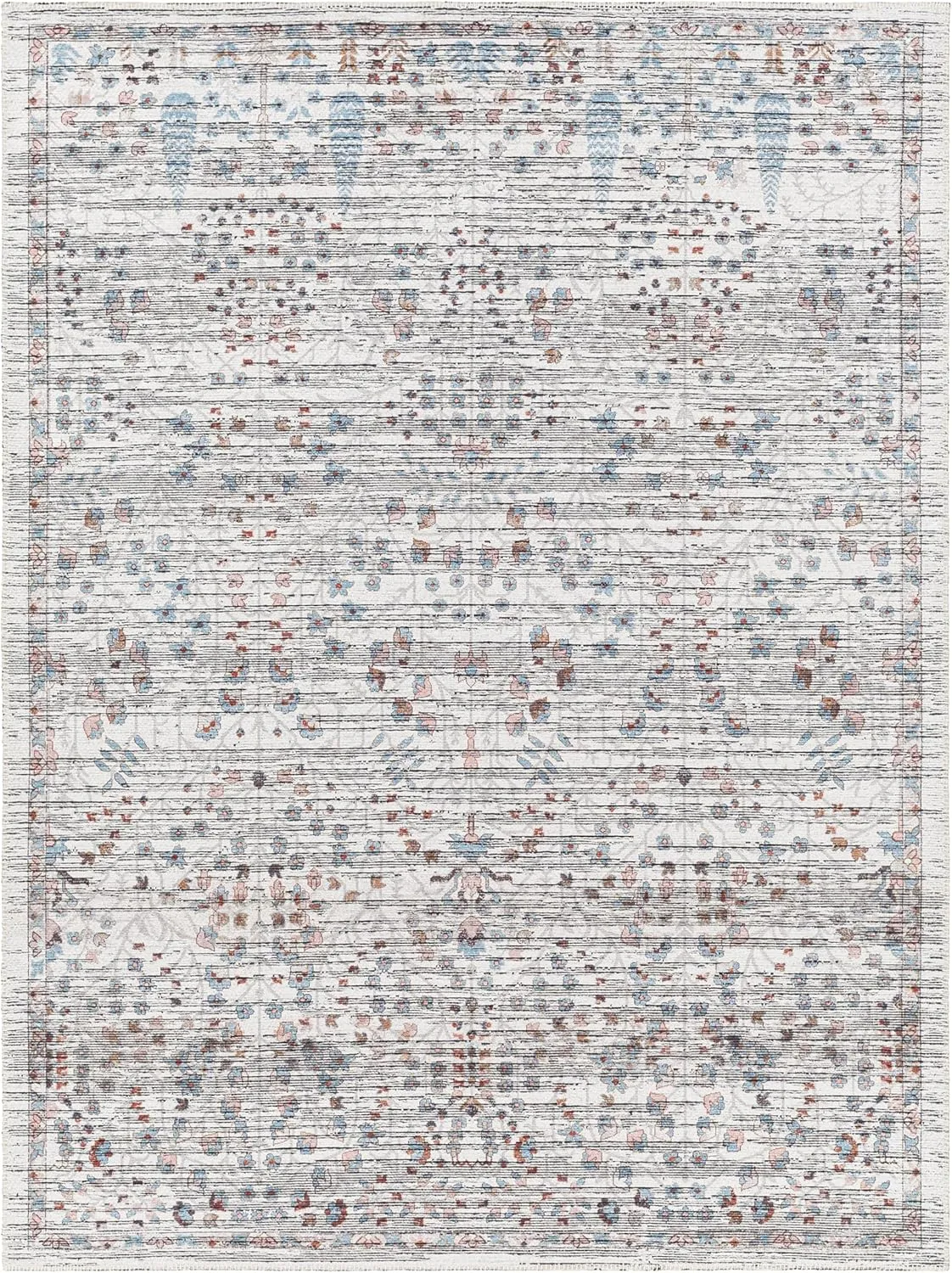 Livabliss Nolita Vintage Washable Area Rug, 9'10" x 13', Blue/Gray, (10' x 13')