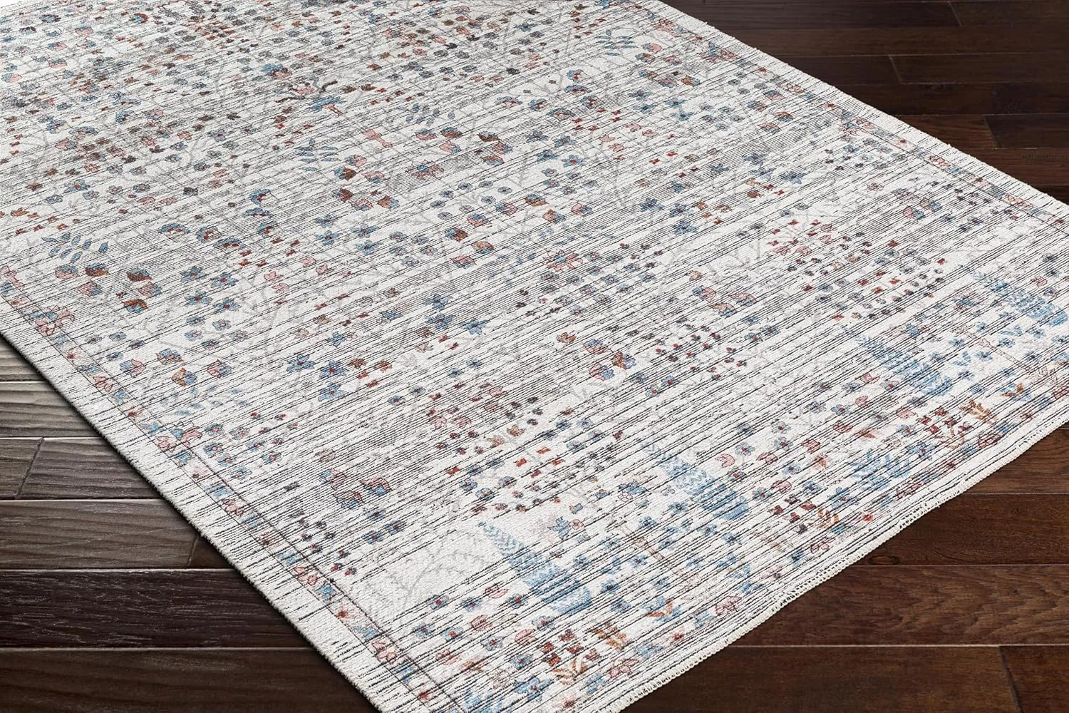 Livabliss Nolita Vintage Washable Area Rug, 9'10" x 13', Blue/Gray, (10' x 13')